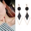 Nuevos Pendientes Geométricos de Rombos Simples de Acero de Titanio de Corea para Mujer Estilo Coreano Círculo Negro Personalizados Largos Versátiles Elegantes