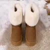Botas de invierno gruesas para exteriores para mujer, con ribete de gamuza, en stock, botas de nieve, piel sintética, botas de media caña, felpa, que aumentan la altura, estilo europeo y americano