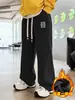 Z1012 Pantalones Casuales Rectos de Forro Polar para Niños Yang Temprano para Niños Pantalones Largos Gruesos con Forro de Polar para Niños de Invierno de Edad Media y Grandes