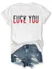Camiseta Feminina Manga Curta DIY Exportação Europeia e Americana Estampada Gola Redonda Amazon Wish Transfronteiriço