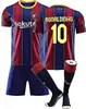 Kit de Casa y Segunda Equipación de Visitante del Barcelona 20-21 Número 10 Messi para Adultos y Niños Conjunto de Uniforme de Fútbol Retro Versión Fan
