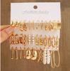 Conjunto de Pendientes de Cadena Retorcida de Metal de Moda Estilo Coreano Venta Caliente Transfronteriza, Pendientes de Aro Geométricos Simples Creativos para Mujer