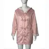 Abrigo de Lana para Mujer 2025 Invierno Nuevo Estilo Harajuku Sencillo Color Sólido Casual Cardigan con Botones de Longitud Media con Capucha