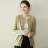 26 Otoño Invierno Nuevo Suéter de Cachemira Cárdigan para Mujer Cuello Redondo Color Sólido Versátil Suéter de Cachemira de Cabra Tejido Prendas de Abrigo Top Holgado