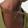 Amazon 2024 Nova Gargantilha em Camadas com Pingente de 26 Letras, Joia Fashion, Simples, Elegante e Elegante para Mulheres