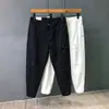 Jeans rotos de moda para hombre, corte holgado, talla grande, largo recortado, pantalones rectos casuales y versátiles, blancos