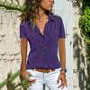 2026Ebay Aliexpress Wish Amazon Europeo y Americano Verano y Otoño Nuevas Camisas de Mujer con Solapa Camisas de Manga Corta para Mujer