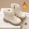 Botas Martin para niñas con forro de polar, nuevo estilo invernal, con un dulce diseño de lazo tipo princesa, botines para niños, cálidas y antideslizantes, botas de cuero
