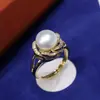 Anillo de Perla de Agua Dulce Estilo Coreano Otoño e Invierno para Mujer 8-9mm Oro de Bolsa 18k Microincrustación Elegante Versátil Moderno 119 Pulsera
