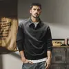 Nova Blusa de Moletom Masculina 420g Peso Pesado Estilo Retrô Americano Camisa Polo Masculina de Lapela Solta Outono Primavera Blusa de Manga Longa Outono