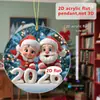 Decoración para el Hogar Regalo de Navidad de Papá Noel 2026 Adorno Plano de Acrílico para Árbol de Navidad