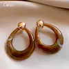 Pendientes de Resina con Diseño Hueco de Gota de Agua, Estilo Europeo y Americano Transfronterizo, Pendientes de Lujo Ligero de Gama Alta, Accesorios de Oreja Exagerados de Moda y Únicos para Mujeres