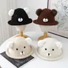 Sombrero de Pescador de Oso para Mujer en Otoño e Invierno, Sombrero de Cubeta Cálido, Lindo Sombrero de Peluche para Estudiantes Viajando para Protegerse del Frío, Lindo Sombrerito para Mujeres