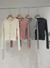 BORBOTIE Tricô Feminino 2026 Novidades Primavera/Outono LP Fashion Cardigã Versátil de Lã com Stretch e Gola Redonda