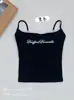 Nuevo top sin mangas sexy estilo coreano, ajustado, dulce y fresco para mujer con almohadillas en el pecho, adecuado para usar como prenda exterior, adelgazante, con estampado de letras y encaje 0451
