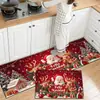 Conjunto de Duas Capachas de Cozinha Vermelhas de Natal, Tapetes Longos Antiderrapantes, Conjunto de Capachos de Porta de Cozinha Resistentes à Água e à Sujeira para Feriados em Casa