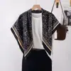 Nuevo Pañuelo Cuadrado de Sarga 90 Estilo Coreano Pañuelo de Seda para Mujer Pañuelo Estampado Multiletra Moda Versátil Sentido de Alta Gama Chal
