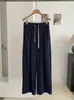 KEKEZOON pantalones casuales deportivos de pierna ancha sueltos de color liso con cordón de cintura alta elástica para mujer 8812