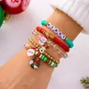 Pulseira de Presente Colorida de Natal Transfronteiriça Europeia e Americana para Mulheres Caixa de Presente Árvore de Natal Letra Argila Macia Pulseira Empilhável de Contas Elásticas