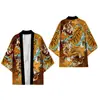 Directo de fábrica capa con tótem de dragón estilo chino marea nacional personalidad cárdigan de punto con plumas capa kimono túnica de siete mangas hombre
