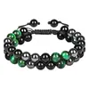 Pulsera de Ojo de Tigre Ojo de Gato Doble Fila Pulsera de Obsidiana con Venas Rojas Turquesa Pulsera de Fantasma Verde Pulsera de Piedra Natural