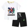 Camiseta Infantil 2026 Verão Nova Roupa Infantil de Comércio Exterior Estilo Ins Coreano Algodão Manga Curta e Shorts Conjunto de Duas Peças Infantil
