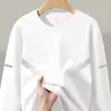 Nueva camiseta de manga larga para hombre 2026, top elástico de primavera y otoño, capa base holgada de peso pesado, camisa de manga corta para hombre