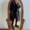 [Liquidação] Casaco de lã masculino inverno estilo coreano casaco de lã engrossado comprimento médio acima do joelho estilo solto