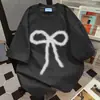 Camiseta Divertida Estilo Coreano com Estampa de Laços Manga Curta 2026 Novo Estilo de Verão Top Oversize Estilo Preguiçoso