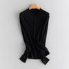 Suéter de Cashmere para Mulheres 100% Cashmere Puro Primavera, Outono e Inverno Novo Gola Baseball Listra nas Axilas Manga Longa Moda Malha Base