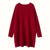 Suéter Feminino de Malha Batwing de Comprimento Médio Outono/Inverno 2026 Gola Redonda Novo Estilo Preguiçoso Suéter Solto Caxemira