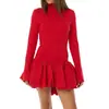 Otoño Nuevo para Mujer Y2K Cuello Redondo Ajustado Vestido Dobladillo Transfronterizo Minifalda Ins Europeo y Americano Elegante Exportación al por Mayor
