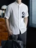 ¡Sofisticación Casual! Camisa Plisada de Lino Lyocell para Hombre, Camisa Casual de Verano con Cuello Mao y Diseño de Manga Enrollable