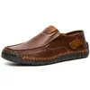 Zapatos de Cuero Británico AliExpress Transfronterizos Comercio Exterior Cuero Genuino Zapatos Casuales para Hombre Talla Grande Zapatos Hechos a Mano Puntada Zapatos Casuales de Cuero