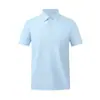 Verão 225g 60s 7A Antibacteriano Sensação Fresca Camada de Ar de Seda Linho Seda de Amora Cor Sólida Camisa POLO Bordado