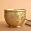 Cilindro de arroz de latão puro esculpido com sapo dourado Cilindro Baifu Cornucópia Ornamentos de mesa Cinzeiro Sala de estudo Ornamentos Lucky Nafu
