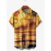 Moda Masculina Transfronteriza Tendencia Verano Camisa de Manga Corta Estilo Hawaiano Camisa Cardigan Casual Holgada Impresa en 3D