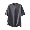 Camiseta Masculina de Seda de Gelo Simples de Secagem Rápida com Toque Fresco Manga Curta Verão 2026 Novo Estilo Solta Tamanho Grande Gola Redonda Manga Meia