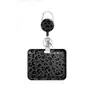Amazon Portatarjeta retráctil con estampado de leopardo y clip giratorio, impresión UV, para tarjeta horizontal, identificación de trabajo, tarjeta de campus, cubierta protectora, en stock