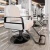 Cadeira de Barbeiro para Salão de Cabeleireiro, Giratória, Ajuste de Altura, Reclinável, Galvanizada em Aço Inoxidável, Especializada para Cabeleireiro, Permanente e Coloração, Assento Confortável e Durável