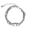 Pulsera de Pareja de Doble Capa Estilo Frío Nicho Sentido del Diseño Simple Personalidad Moderna Pulsera de Acero de Titanio para Hombres y Mujeres