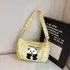 Bolsa de estilo japonés con estampado de cuadros de dibujos animados de alto valor para mujer, bolsa tipo dumpling de gran capacidad para verano, versátil para estudiantes, para ir al trabajo, de hombro o cruzada