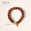 Série Flor de Pessegueiro Contas Budistas de Sândalo Verde Fio Único Novo Design Estilo Chinês Elegante Versátil Coleção de Sândalo Pulseira Estilo Chinês Atacado