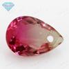 Pérola de gemas Huagang em forma de pera, tourmalina sintética de melancia, vidro, furo único, gota, contas cor-de-rosa BX09