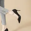 Tacones altos de verano para mujer, nueva colección 2026, tacones de aguja, zapatos versátiles de punta estilo francés con pedrería, adecuados para primavera y verano