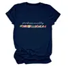 Camiseta feminina redonda de manga curta, estilosa e divertida, para Amazon, Wish e lojas independentes