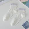 Meias Brancas de Primavera e Verão Femininas Algodão Penteado Anti-Pilling Bordadas Meias Curtas Ins Maré Lado Baixo Sem Costura Esportivas Algodão