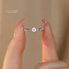 Anillo de Plata de Ley S999 Lujo Accesible Circonita Diseño de Nicho para Mujer Anillo Delgado Brillante Círculo Índice Regalo de Alta Gama para Novia