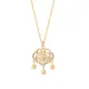Collar Ruyi Ping An Lock Xiangyun Cadena para Mujer Cadena de Clavícula Nuevo Estilo Étnico Joyería con Colgante de Candado de Fortuna Larga Vida