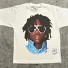 2024 Verão Elementos de Rua Moda Padrão Cabeção Estampado Camiseta Unissex Manga Curta Moda Gótica